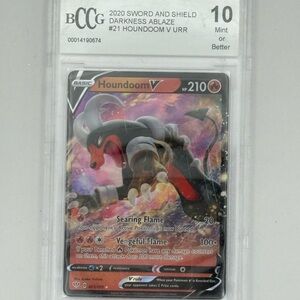 Houndoom V 021/189 Darkness Ablaze URR BCCG 10 Mint Graded Pokémon Card